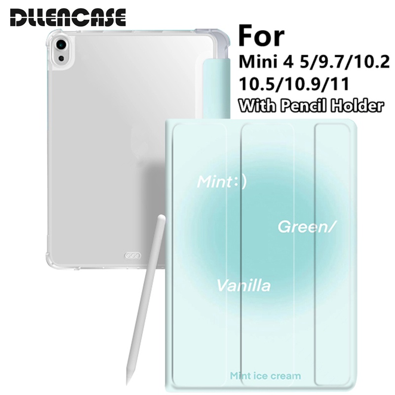 Dllencase Dengan Holder Pensil Untuk iPad Pro 11 2019 2020 10.2 7 / 8th Generation 2018 9.7 5 / 6th Mini 4 5 Air 4 10.5 10.9 A286