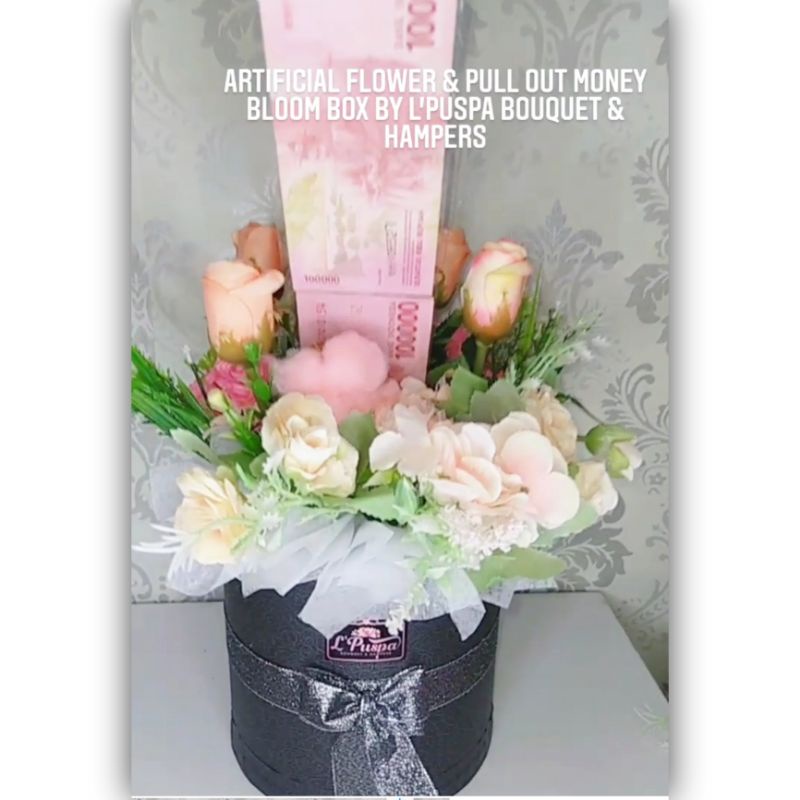 Artificial Flower & Pull Out Money Bloom Box by L'Puspa Bouquet & Hampers
