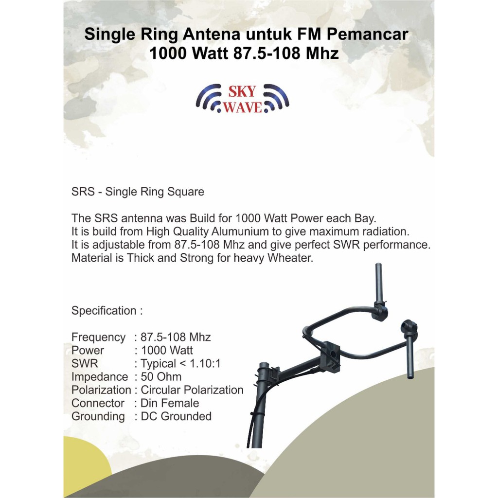 Single Ring Antena untuk FM Pemancar 1000 Watt 87.5-108 Mhz