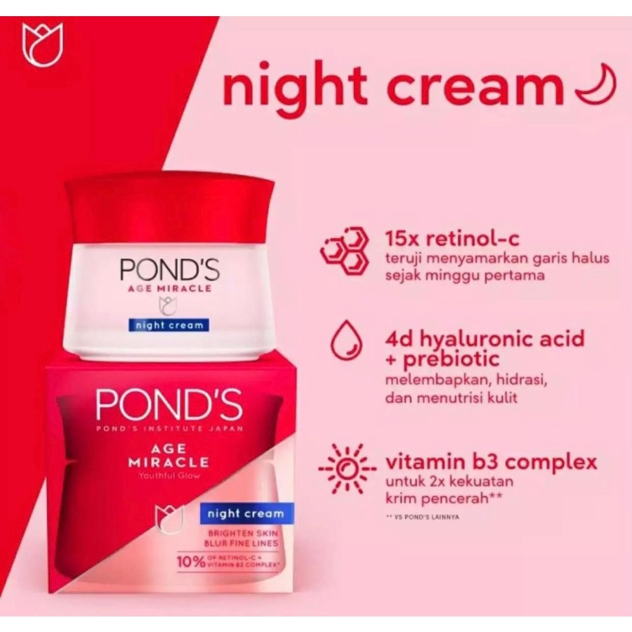 Pond's Age Miracle Day Night Cream SPF 18 Moisturizer Siang Malam 10g - Day Cream 10gr