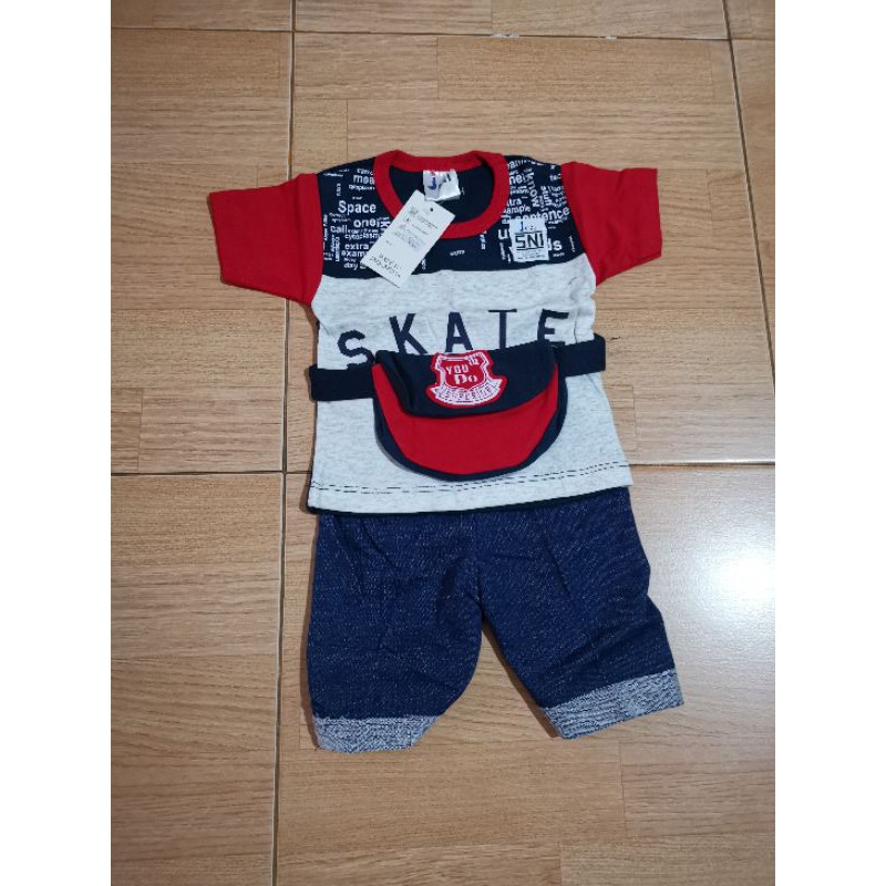 Baju stelan anak bayi cowok 6-12 bulan