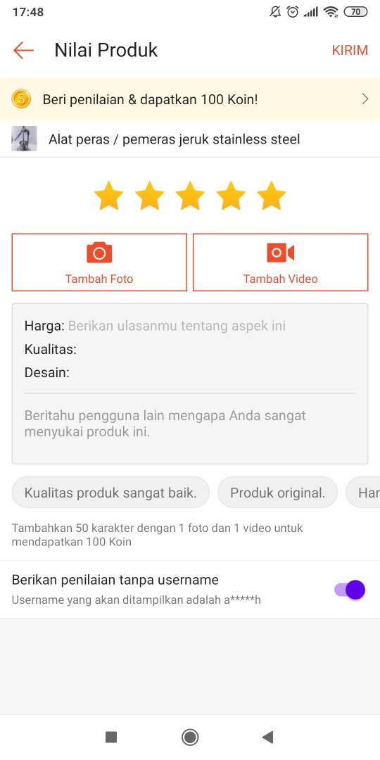 Alat Peras / Pemeras Jeruk Stainless Steel