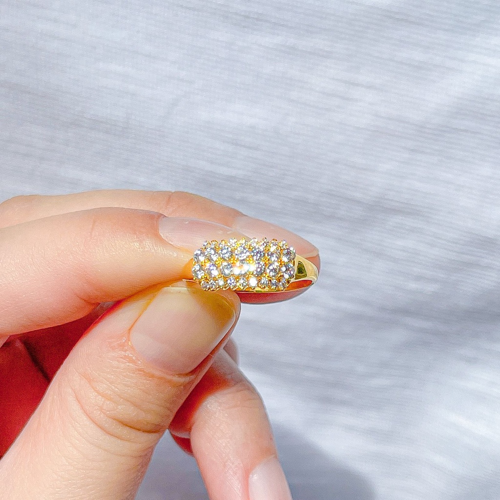 Cincin anak dan dewasa emas asli kadar 700 70 16k gold like berlian diamond baris 4 permata bling mewah ringan satu gram 1 gr g nomor no 11 12 13 14 15 16 17