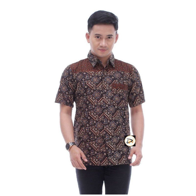 Risna Batik HRB026 Kenongo Hem Kemeja Batik Pria Lengan Pendek Katun Primis Premium Halus M L XL XXL