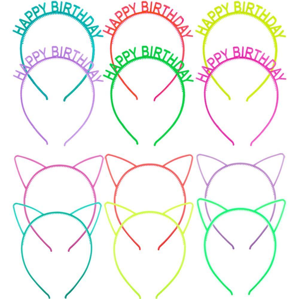 Needway   Luminous Headband Girl Glow In Dark Telinga Kucing Happy Birthday Wanita Hiasan Kepala