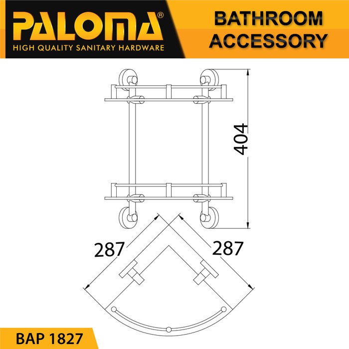 PALOMA BAP 1827 Rak Kaca Sudut Tempat Sabun Susun Dinding Kamar Mandi