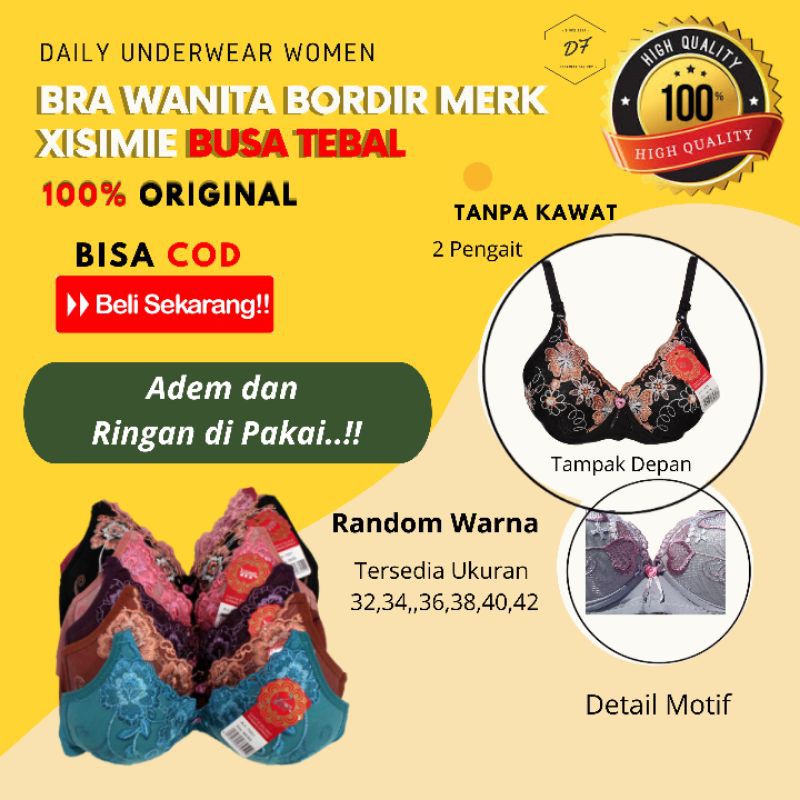 BH BRA WANITA CEWEK PEREMPUAN FASHION BRUKAT BROKAT XISIMEI BORDIR BUSA TANPA KAWAT