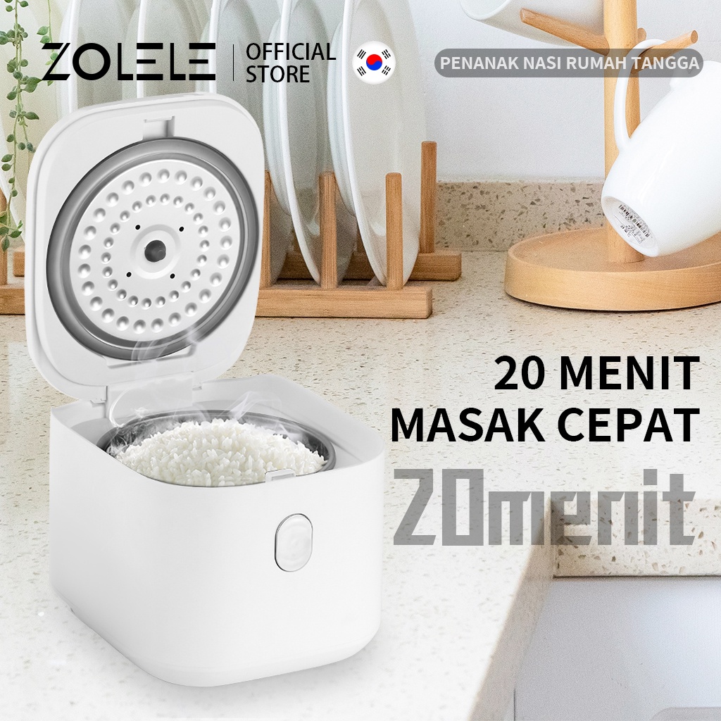 ZOLELE Rice Cooker Mini 24h Fungsi Reservasi Penanak Nasi 2-4 Porsi Multi Non Stick Cooking Pot Portable Non Stick Pressure Ricecooker Kecil Low Watt Steamer Elektrik Listrik ZB002