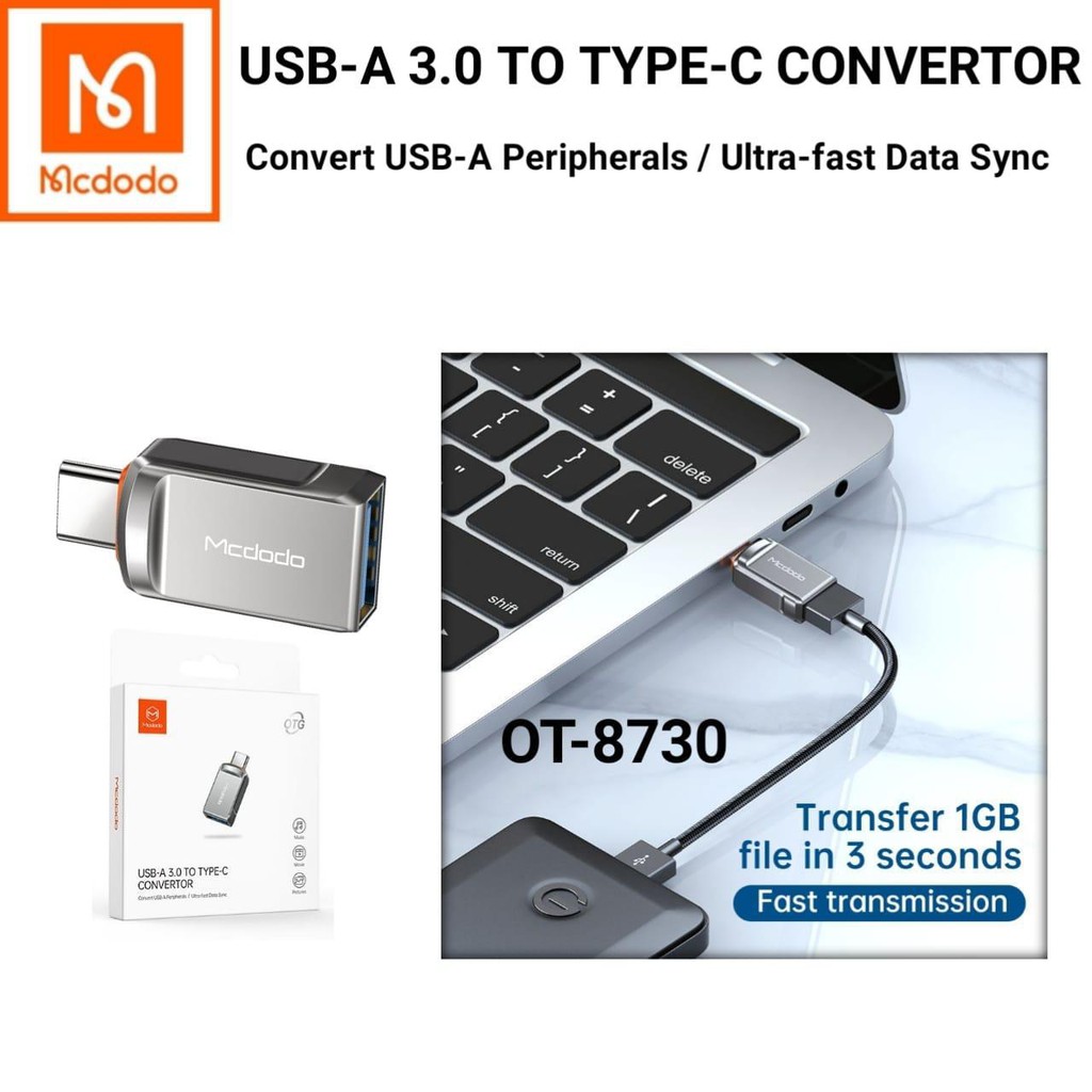 OTG USB-C CONVERTOR USB-A 3.0 TO TYPE-C ORIGINAL MCDODO