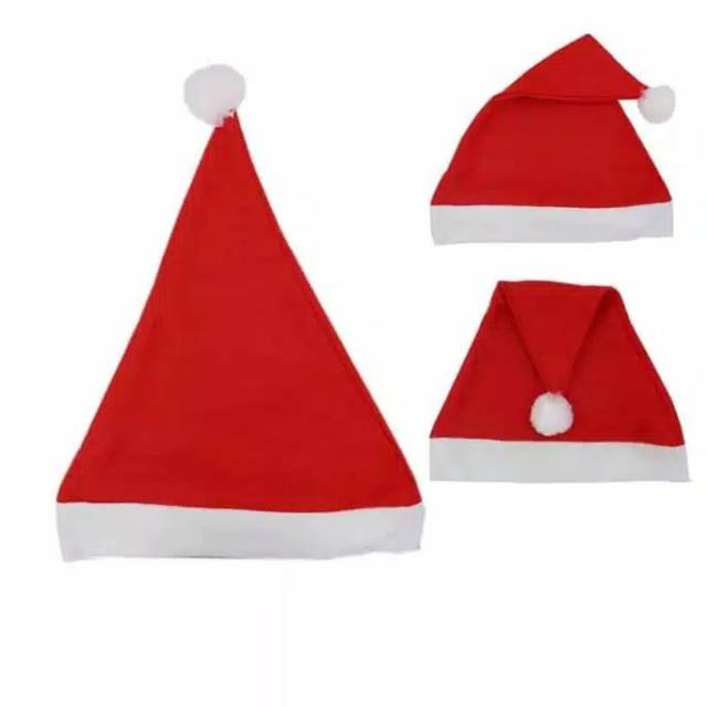 Topi santa natal polos merah putih grosir merry christmas pesta tahun baru