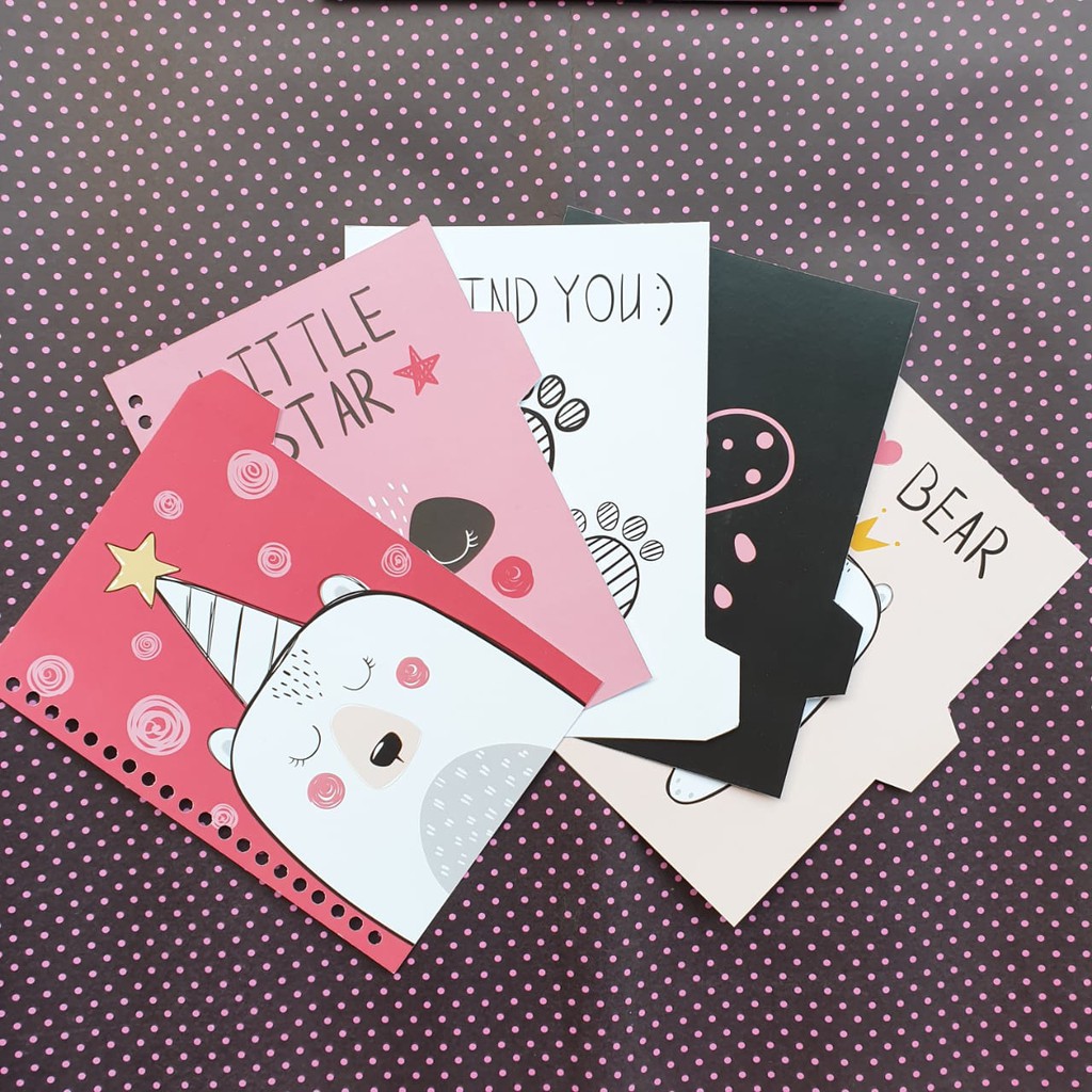 

Pembatas Binder Bear ukuran A5 B5 / 20 26 Ring