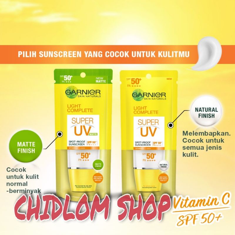 ❤️ CHIDLOMSHOP ❤️Garnier Light Complete Super UV SPF 50+ PA+++ Matte Finish 15 ML | Natural Finish 15 ML