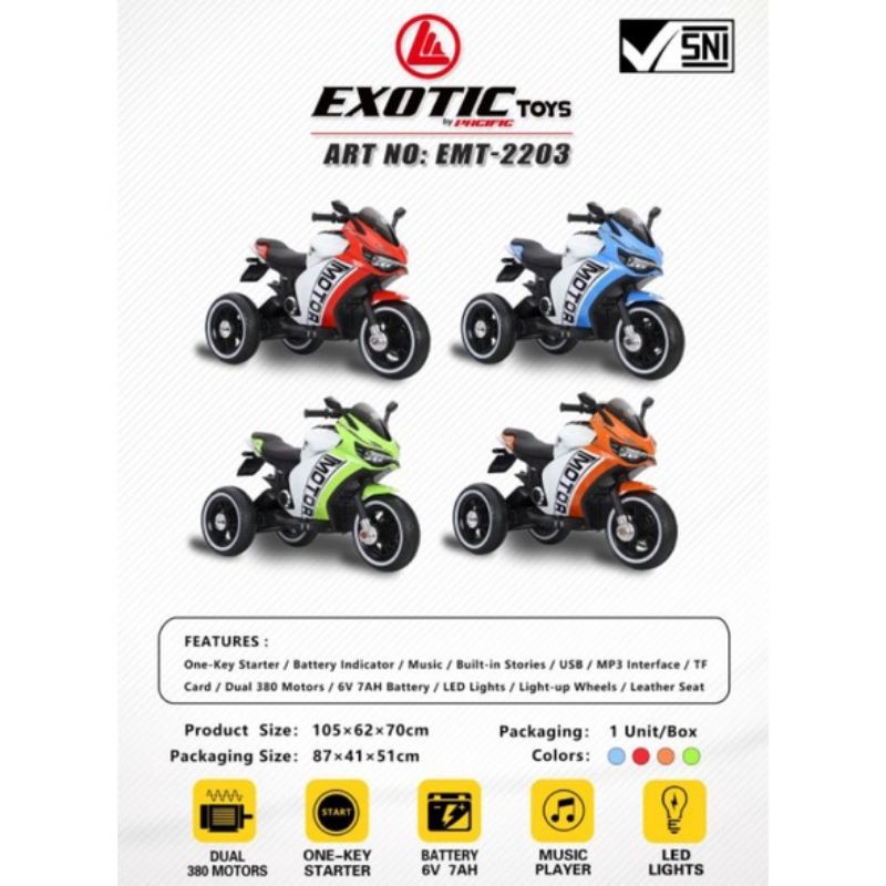 MOTOR AKI MAINAN ANAK RODA TIGA R3 EXOTIC EMT-2203 EMT2203 EMT 2203