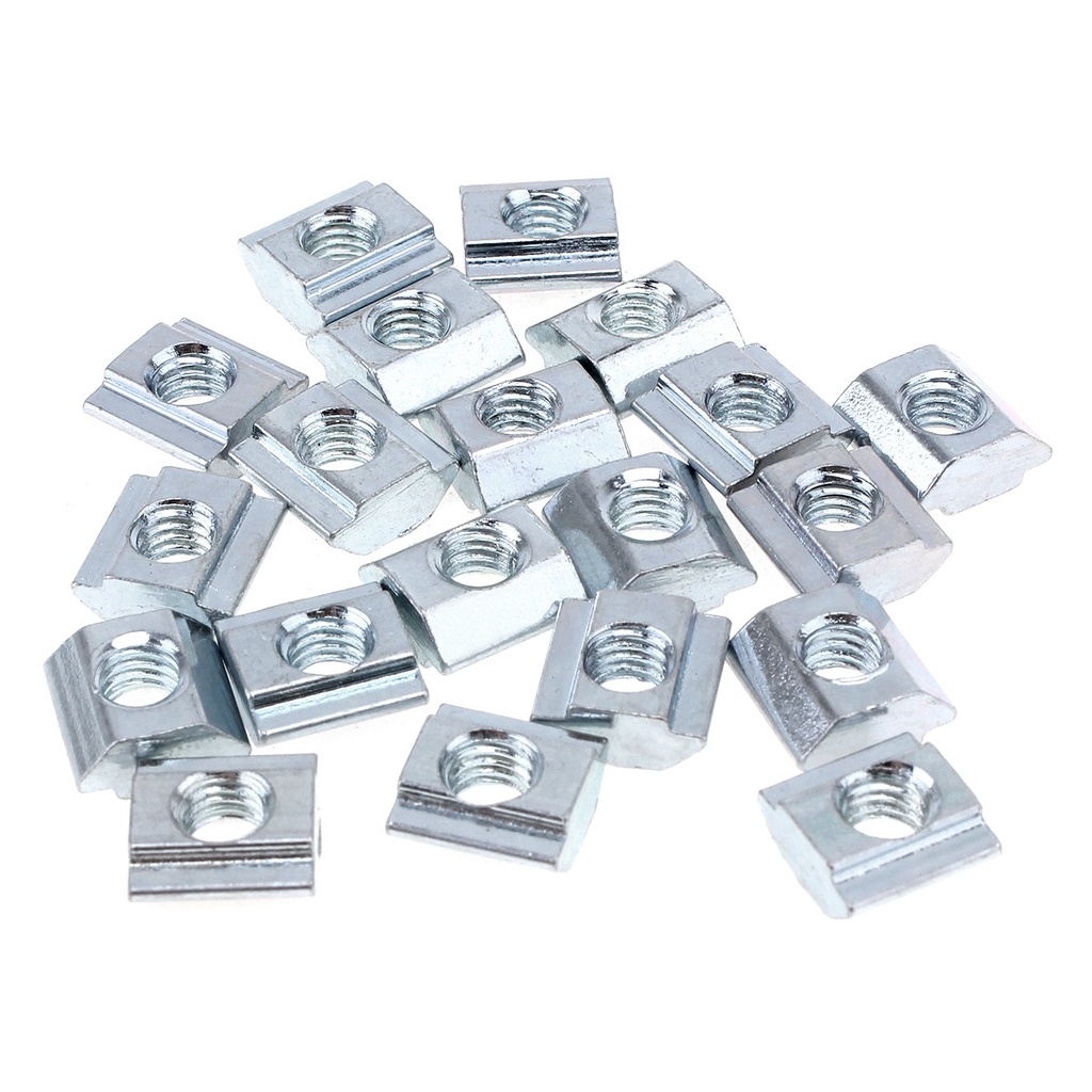 20 Pcs / Lot 2020 Quadrilateral Nut Dengan Lubang Sekrup Permukaan Galvanized Standar Eropa