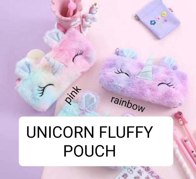 TAS BULU ANAK MOTIF SMILE UNICORN PINK IMPORT