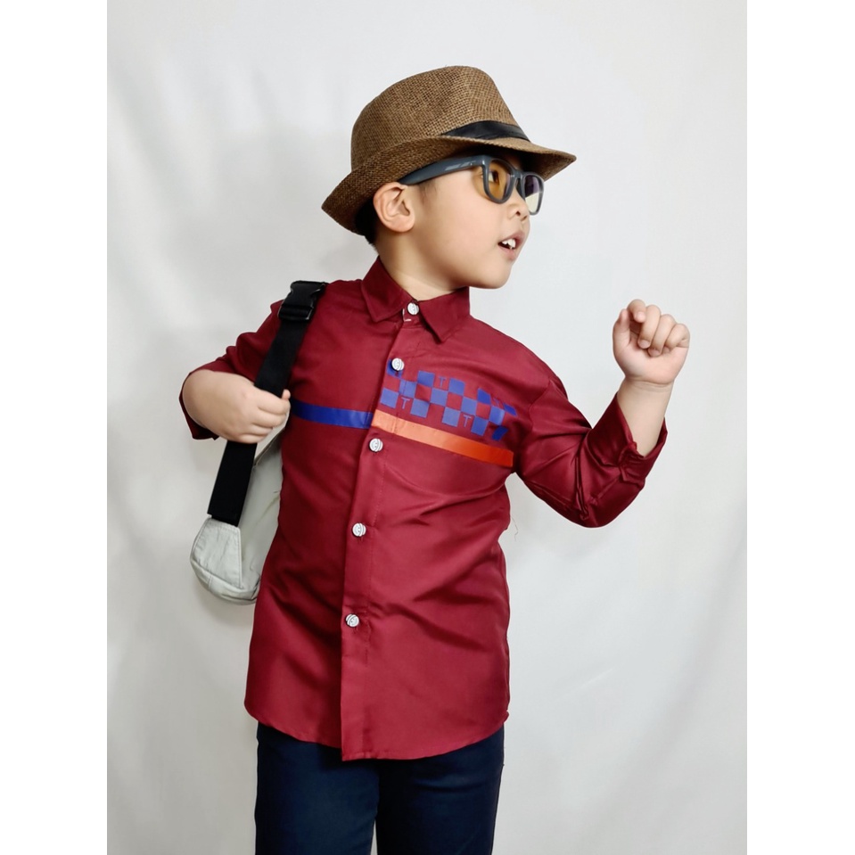 Amspro Kemeja anak laki-laki atasan anak laki-laki baju anak Brian