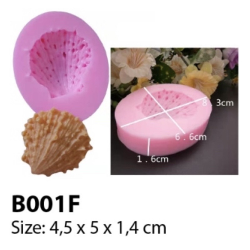 B001F - Cetakan Silikon Cokelat Mold Fondant Puding Binatang Laut Kerang Scallop Mutiara