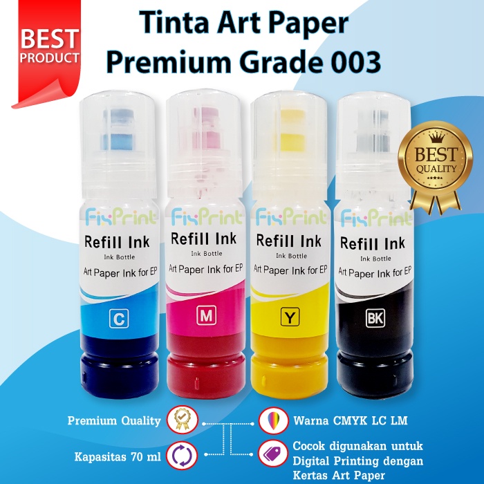 Tinta Art Paper Epson 003 Refill Printer L1110 L1210 L1250 L1256 L3100 L3101 L3110 L3210 L3116 L3150 L3156 L3250 L3256 L5190 L5290 L5296 L1110 L1210 L1250 L1256 L3100 L3101 L3110 L3210 L3116 L3150 L3156 L3250 L3256 L5190 L5290 L5296 L6160 L6260 L6270