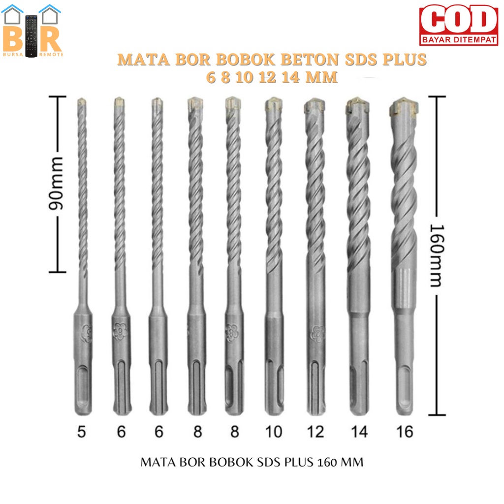 Mata Bor Bobok Beton Tembok Besi Sds Plus 6 8 10 12 14 16MM