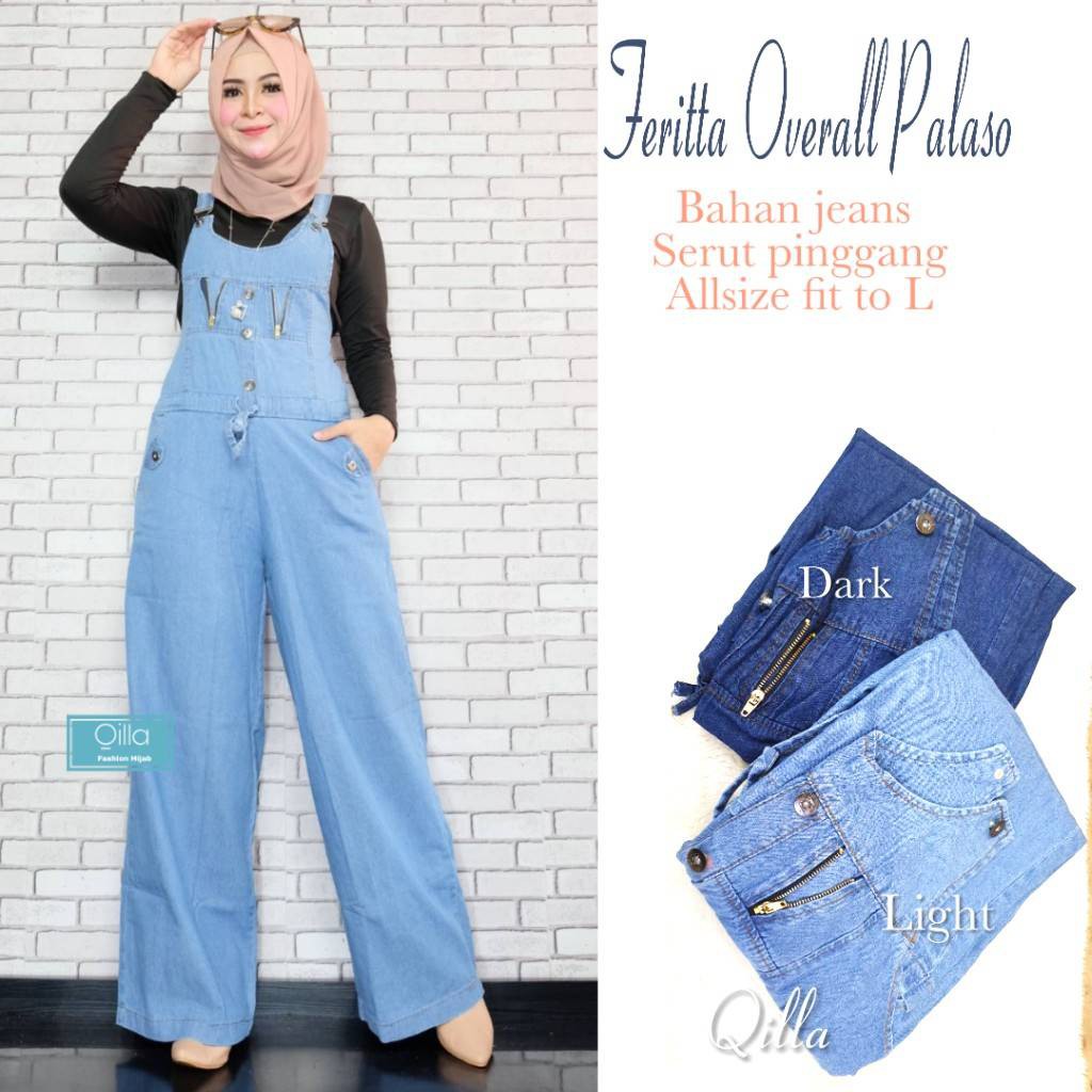 JERITTA OVERALL PALAZO JAMSUIT ZIPPER BR