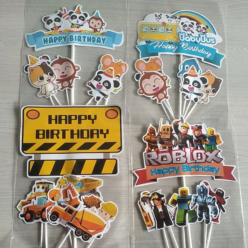 topper ulang tahun babybus / topper ROblok / topper Kontruksi bangunan