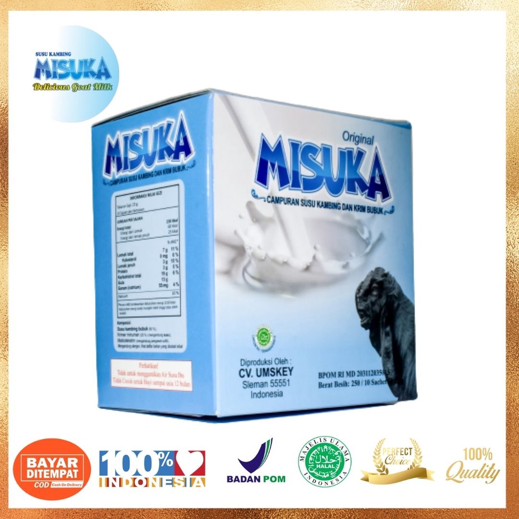 

susu kambing bubuk MISUKA original berat 250g isi 10 shacet @25grm BISA COD SUSU KAMBING ETAWA BUBUK