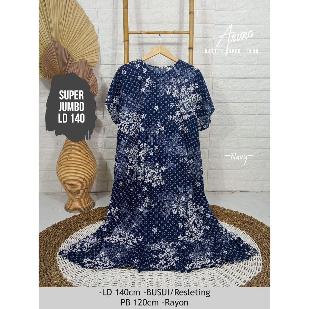 LD 140cm (40 Motif) Daster SUPER JUMBO dan Daster Kaftan LD 150cm Ruffle (Part 1) Daster Rempel JUMBO Daster Viral-Aruna Navy