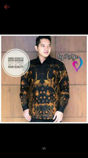 Hem Bambu Sogan Kemeja Batik Pria Lengan Panjang Full Furing Katun Sragen Solo Baju Murah Jumbo Xxl