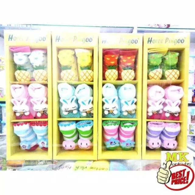 Kaos Kaki Bayi Box 3 in 1 Horee Pingo-Kaos Kaki Pingo Boneka Isi 3 Pasang