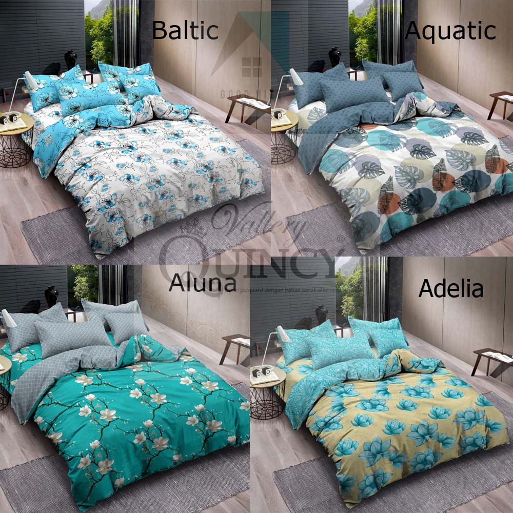 Bedcover Set Sprei Vallery Quincy Premium Luxurious (Baltic,Aquatic,Aluna,Adelia)