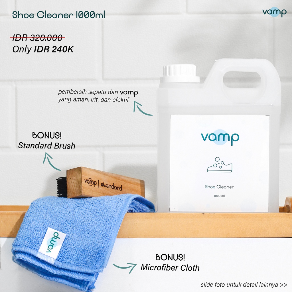 Shoe Cleaner 1 Liter | Pembersih Sepatu Sabun Cuci Sneakers by Vamp Shoe Care | Easy Cleen