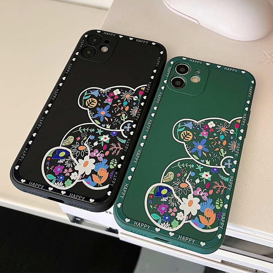 Casing Realme 2 2 pro C11 2020 C21Y C25Y C31 C35 Narzo 50A 50A Prime Case Cute Kaws Bear Batik Flower Liquid Premium