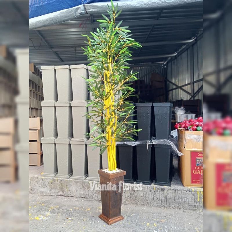 Bunga hias artificial bambu buunga hias sudut ruangan besar bambu kuning pring kuning