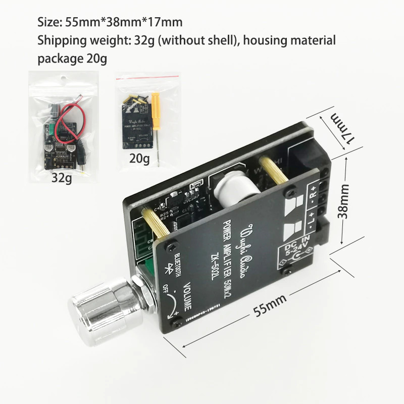 Bluetooth Audio Receiver 5.0 Digital Amplifier Board 50W x 2 ZK-502L