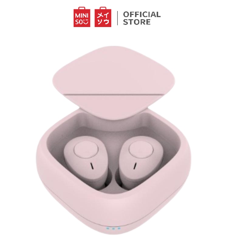 [New Product] Miniso Official Headset Bloetooth HD TWS Headphone True Wireless Earphone Noise Cancelling Stereo Mini Earbuds In-ear MiniSounds  TWS Headset M1 Screw Cap-Merah Jambu