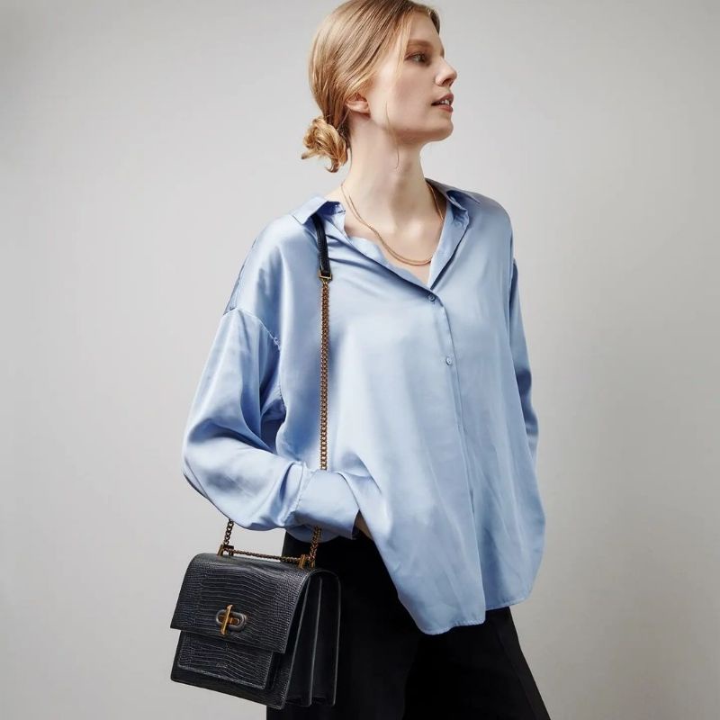 PDRO Lizard-Effect Shoulder Bag