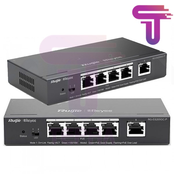 RG-ES205GC-P 5 Port Gigabit Cloud Managed POE+ Switch