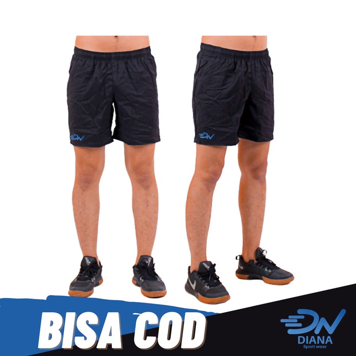 PRIA-LARI-CELANA- CELANA OLAHRAGA PENDEK PRIA WARNA HITAM BAHAN PARASUT JUMBO - M -CELANA-LARI-PRIA.