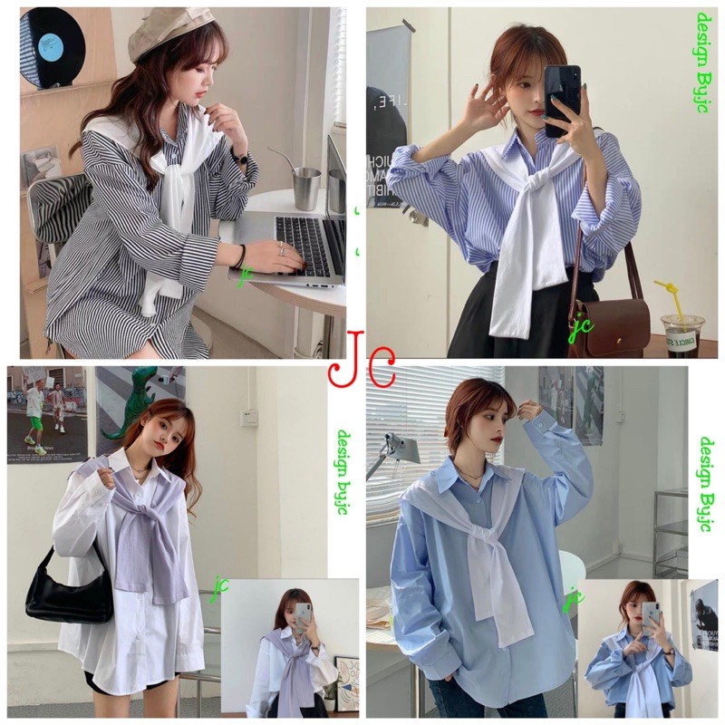 JC- Kem Oversize Lisa HQ / Kemeja Wanita Bangkok / Kemeja Wanita Korea / Kemeja Oversize Korea