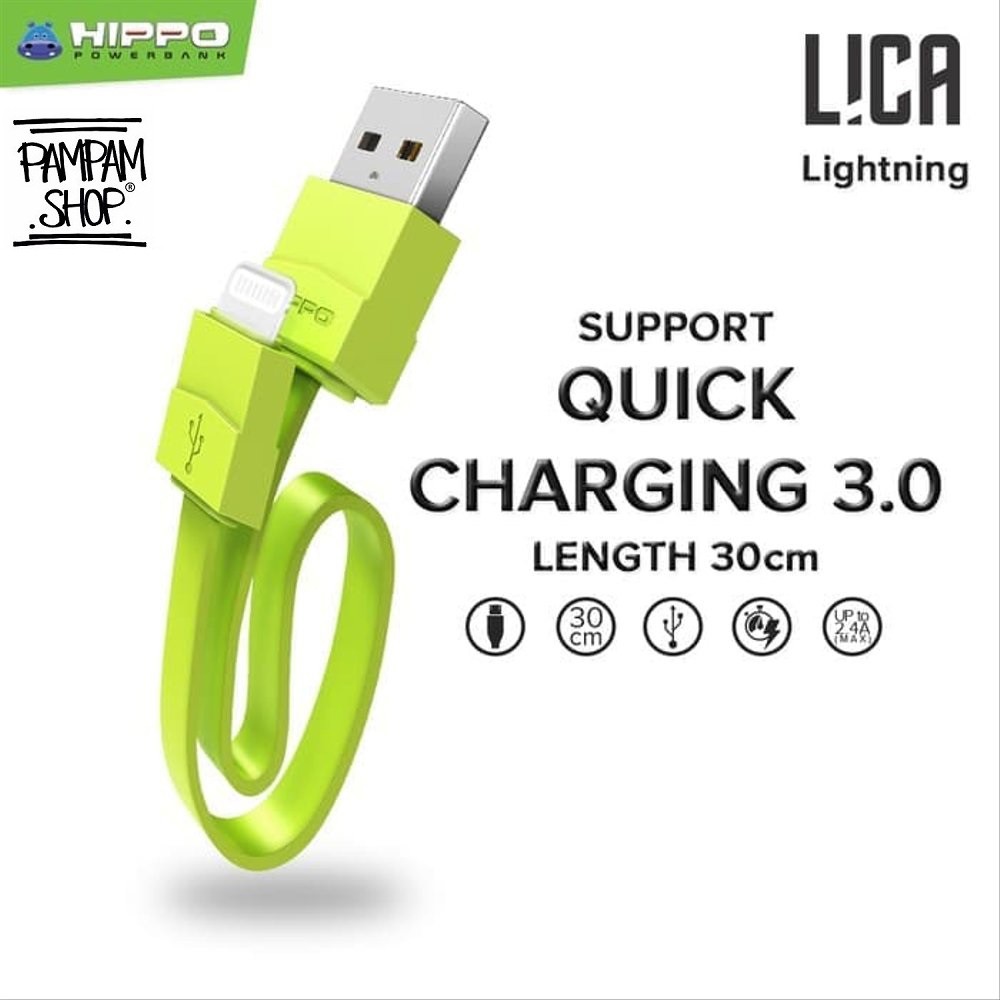 Kabel Data Power Bank Hippo Lica Lightning 30 Cm Original For