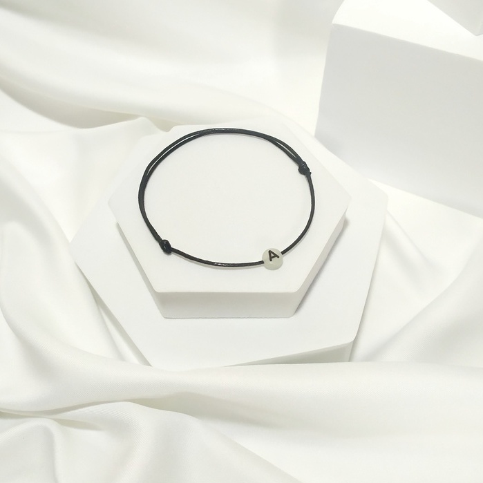 gelang glow in the dark inisial huruf bisa nyala wanita pria tali hitam korea waterproof-6