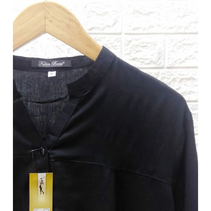 HITAM - BLOUSE POLOS RAYON - BLOUSE ATASAN WANITA - FATHIN BASIC-Hitam