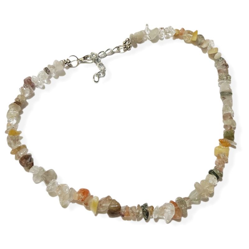 Jeannete Quartz Cracked Stone Beads Necklace Kalung Batu Kristal Crystal Choker Seastone Natural Batu Alam