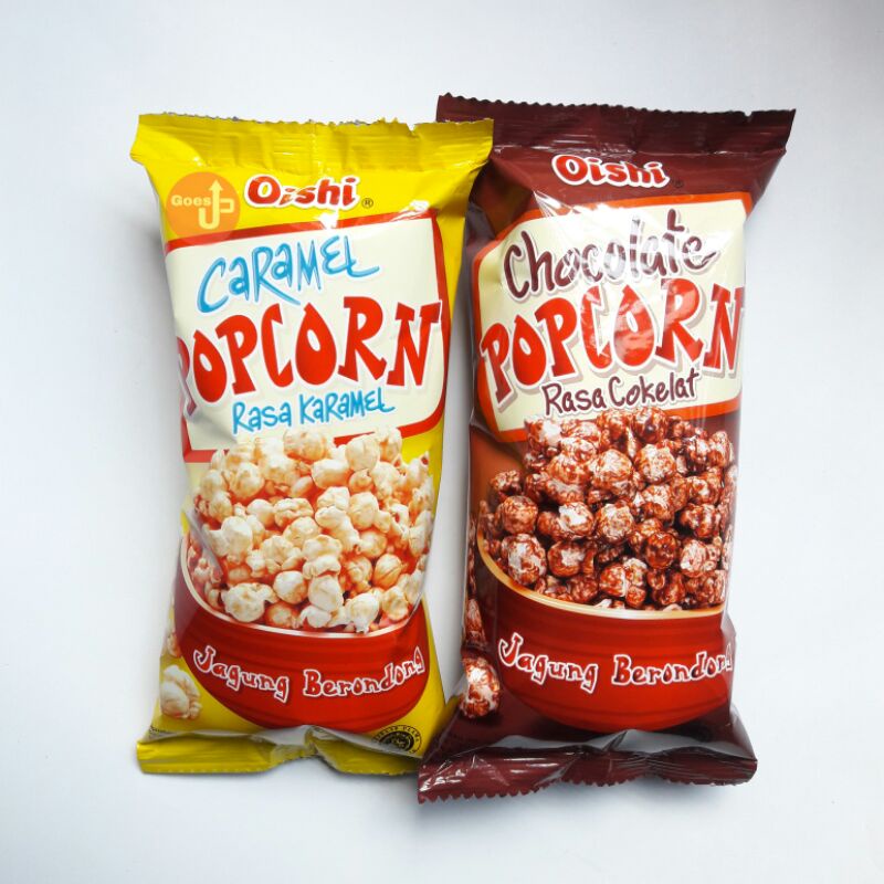 

Oishi Popcorn Caramel Chocolate Rasa Karamel Coklat Jagung Berondong Renceng Isi 10*20 gr