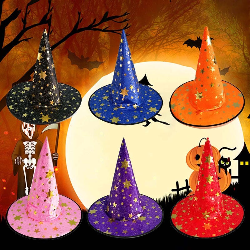 Topi Penyihir Warna Perunggu Untuk Dekorasi Pesta Halloween