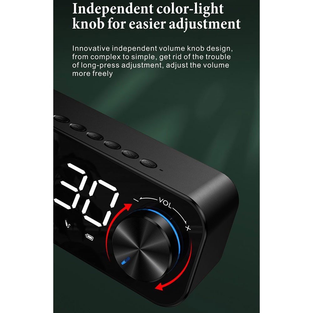 CENTECHIA Jam Alarm Clock with Bluetooth Speaker - 7RSK95BK - Black