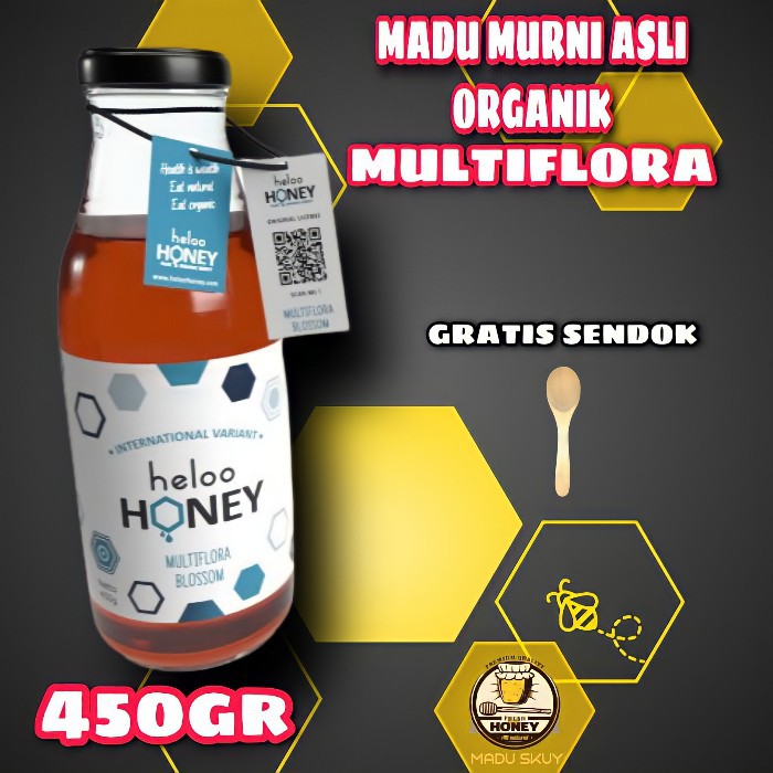 

Madu murni asli raw honey organik heloo pure honey 100% original nektar bunga multiflora 450 gr