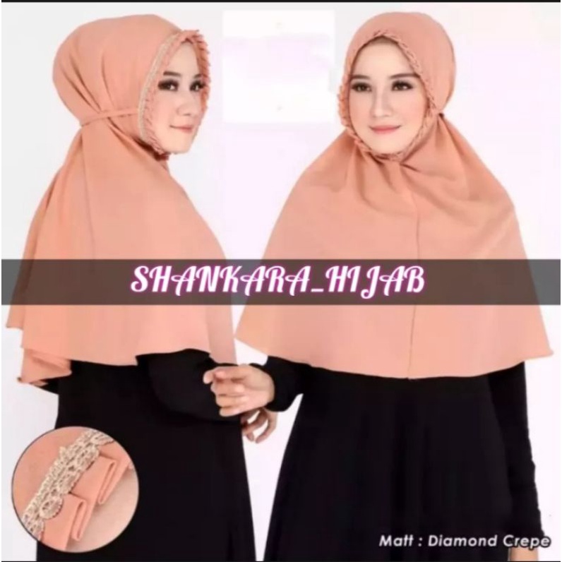 Hijab / Jilbab / Kerudung / Bergo / Khimar Instan Jersey Serut Renda List / Renda Serut Renda List Model Bergo Terbaru Termurah,Terjangkau dan Terlaris 2021/ Kerudung Wanita/ Muslimah Hijab-Maryam KCb