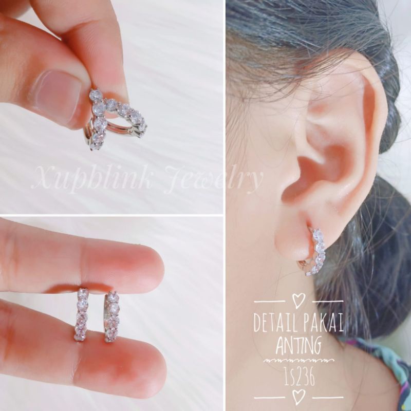 Anting Titanium Silver Wanita Super Mewah