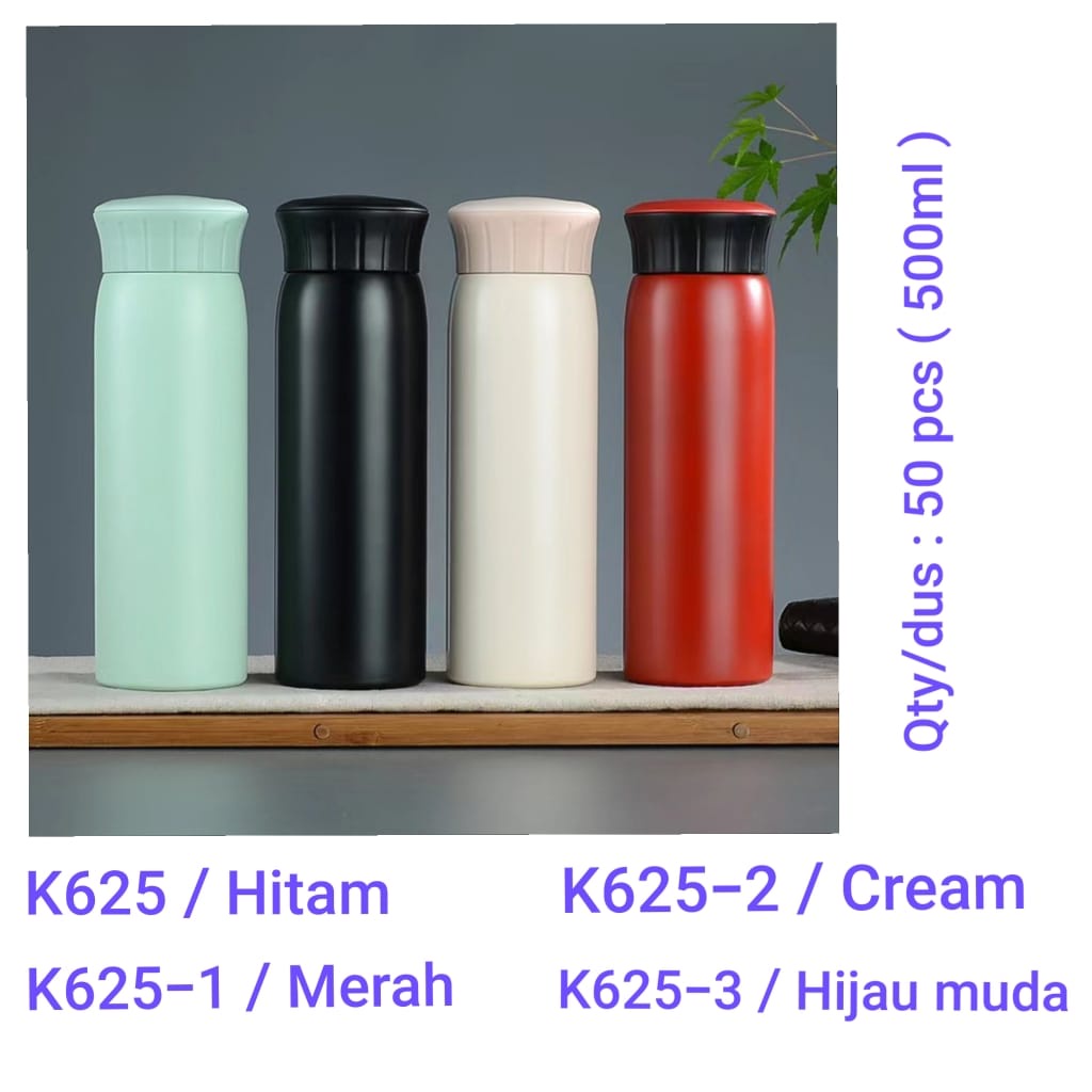 K625-2 [CREAM] Termos Travel Tumbler Stainless Steel 500ML - Termos Air Panas